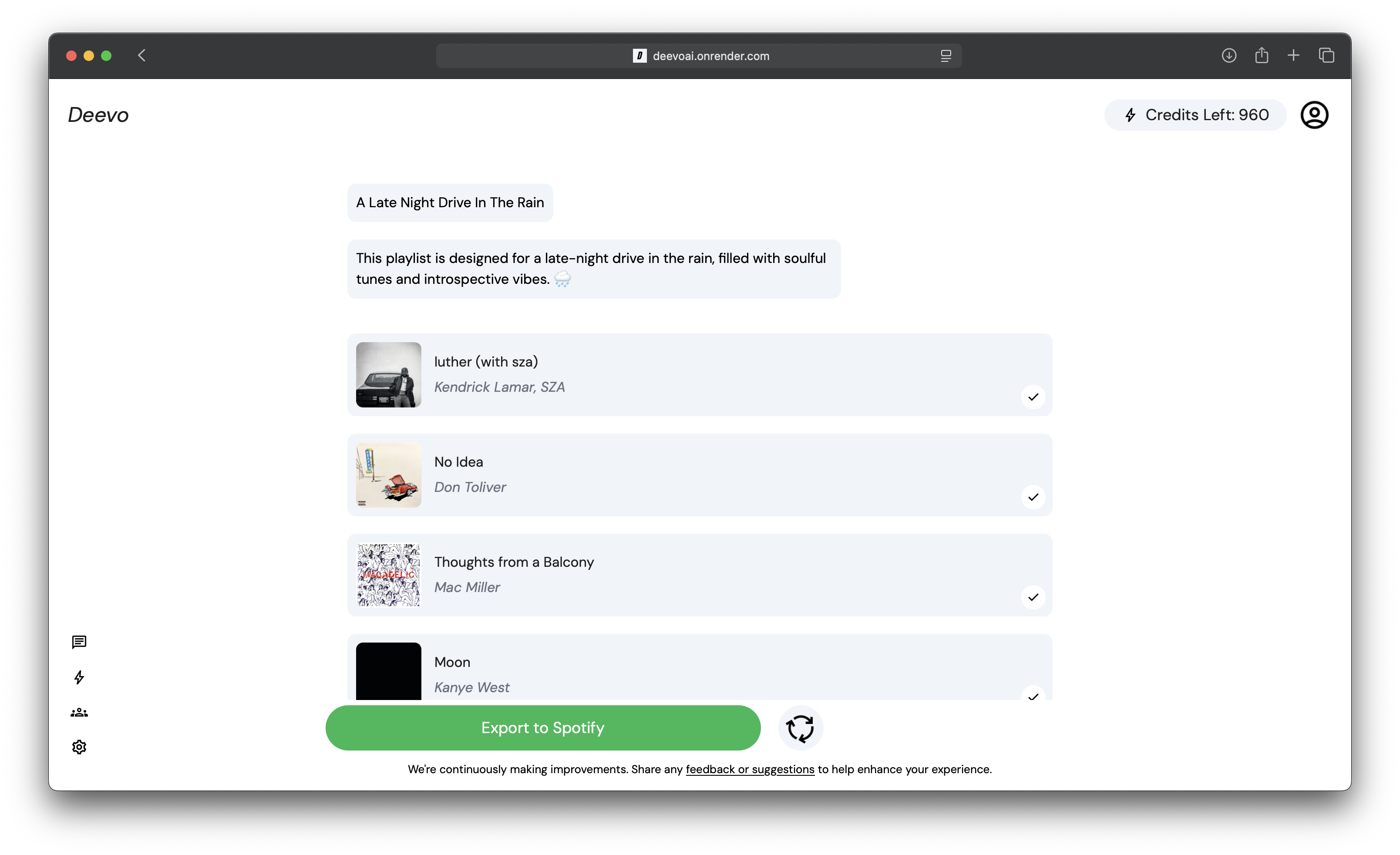 Deevo Music Page example